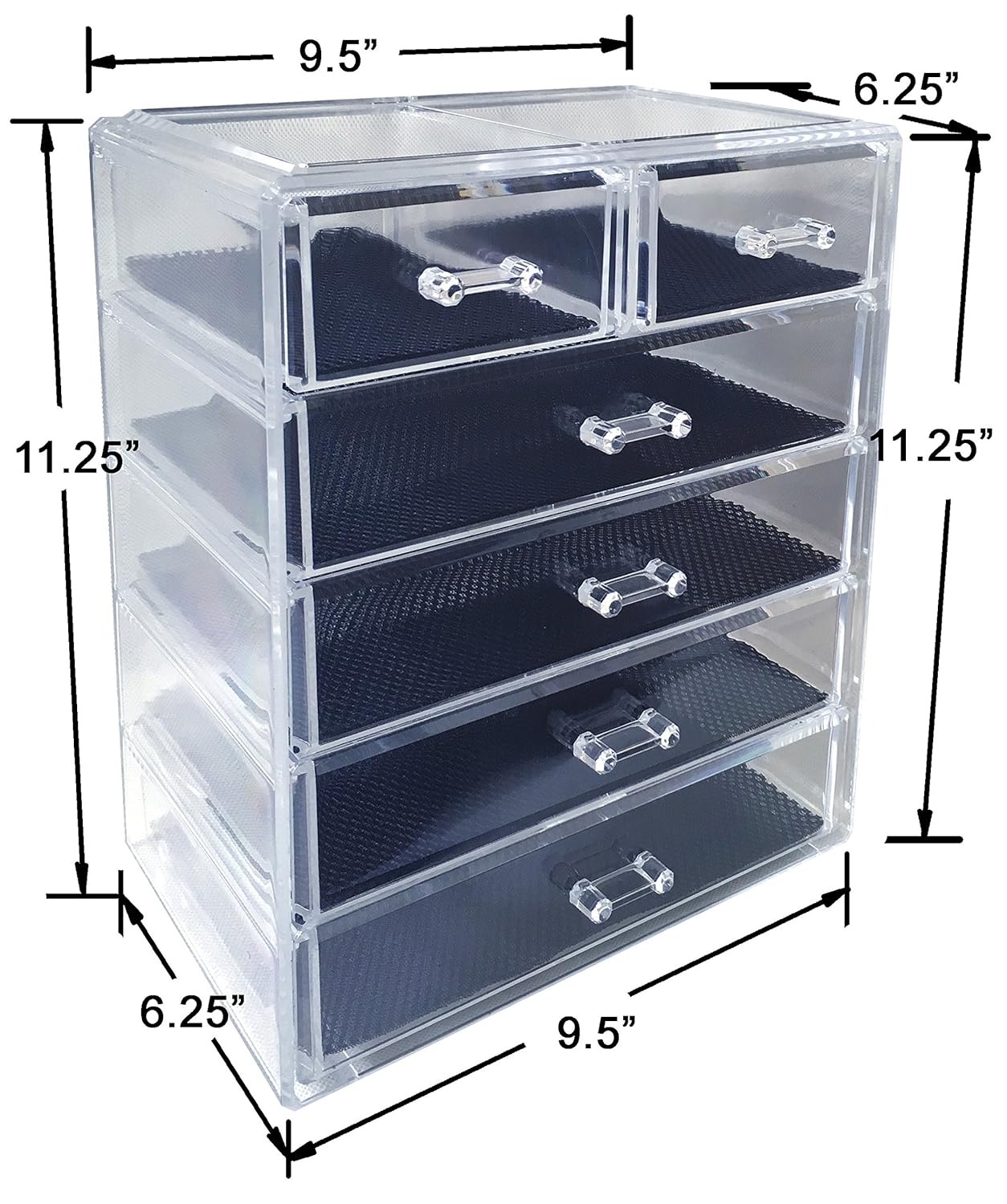 Sodynee Cosmetics Makeup and Jewelry Storage Organizer Case Display Boxes, 4 Large and 2 Small Drawers: Home & Kitchen