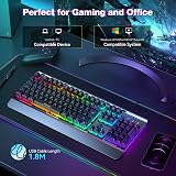 TECKNET RGB Gaming Keyboard UK Layout USB Wired 15-Zone RGB 105 Keys view 7