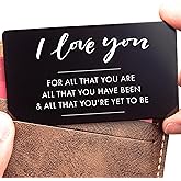 I Love You Wallet Card – Engraved Keepsake for Him or Her, Durable Metal Wallet Insert, Sentimental Love Note for Anniversary, Birthday, or Any Occasion