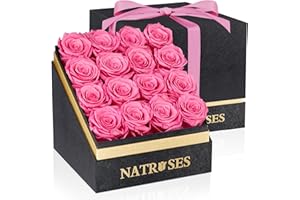 NATROSES Forever Preserved Roses in a Box, 100% Real Roses That Last Up to 3 Years, Flowers for Delivery Prime Birthday, Valentines Day Gifts for Her (Pink)