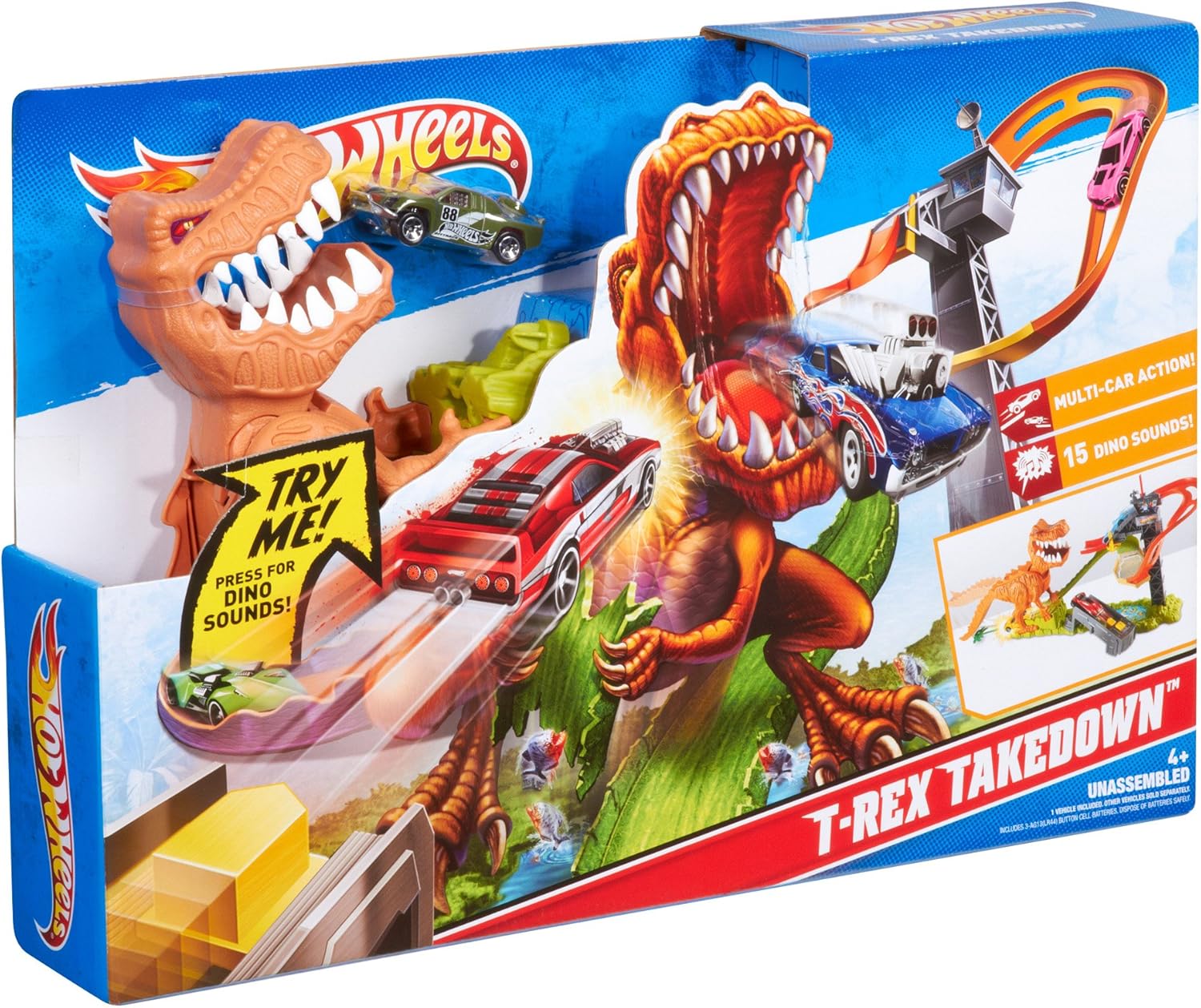 Amazon Com Hot Wheels T Rex Takedown Playset Toys Games