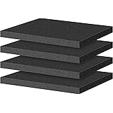 ToLanbbt Polyurethane Foam Sheets, 4P 16 x 12 x 1 Inch Cuttable Tool Box Case Inserts, Black Cushion Packing Pads for Toolbox, Game Box, Craft, Camera Storage