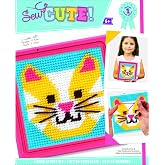 Colorbok 59338 Cat Learn to Sew Needlepoint Kit, 6-Inch by 6-Inch Pink Frame