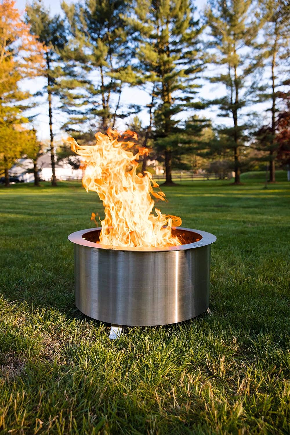 zentro smokeless fire pit on Stainless Steel No Propane Or Gas Required Made In America 24 Inch Campfire Breeo Double Flame