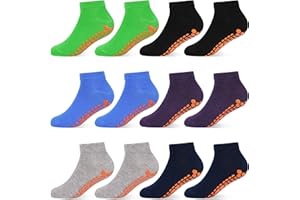 HYCLES Boys Girls Non-Slip Toddler Socks Grip Ankle Sticky Socks Anti-Skid Sock for Kids 6 Pairs for 2-13 Years Kids