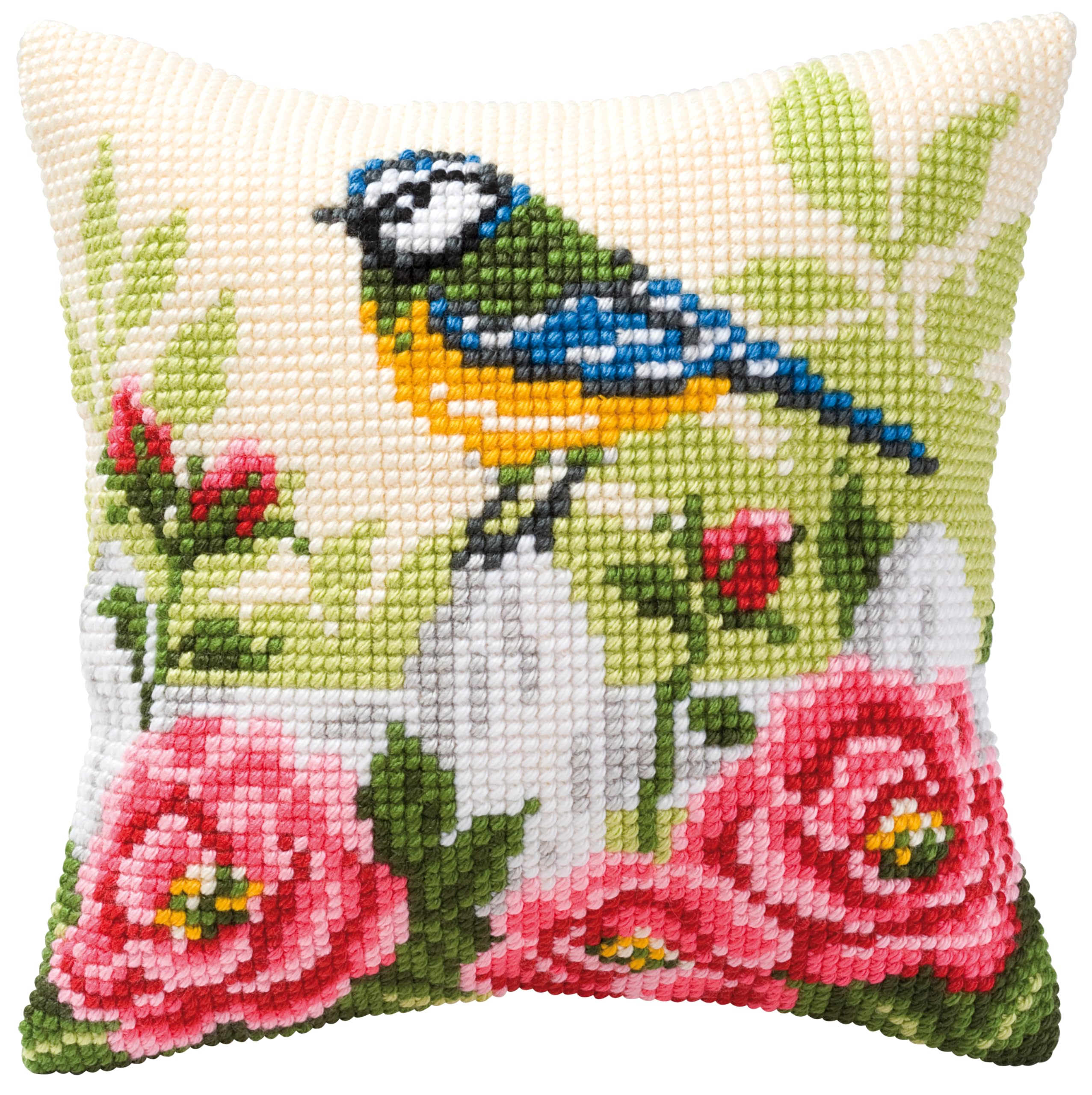 Vervaco Blue Tit Cross Stitch Cushion, Multi-Colour