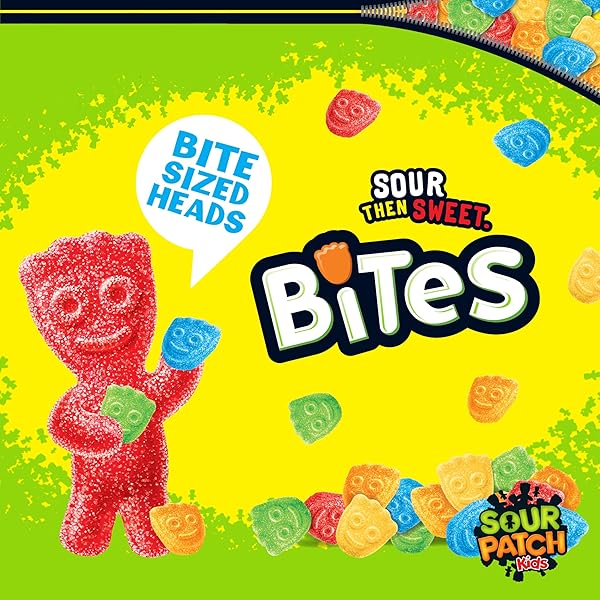 SOUR PATCH KIDS BITES SOFT & CHEWY GUMMY CANDY, BULK CANDY, 12-1.8 OZ TUBES
