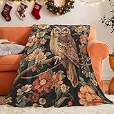 Owl Blanket Rustic Fleece Throw Blanket Fuzzy Cozy Plush Super Soft Warm Flannel Stuff for Bed Couch Sofa Mid Century Owls Decor Animal Blankets Gifts for Boys Girls Men Women Adults Kids 40"x50"