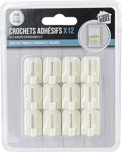 Je Cherche Une Idee Cmdi8622 Lot De 12 Crochets Adhesif Plastique Blanc 1 7 X 1 2 X 2 3 Cm Amazon Fr Cuisine Maison