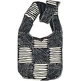 Black and White Razor Cut Patchwork Unique Crossbody Shoulder Boho Hippie Handbag Purse Large