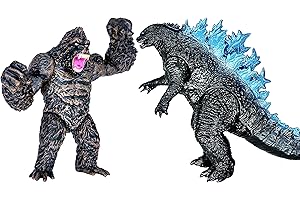 TwCare Set of 2 Godzilla Figure King of The Monsters vs King Kong Toys, Movable Joints Action Movie Series Soft Vinyl Toy Figures, Travel Bag