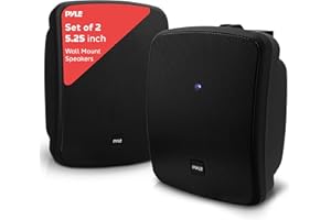 Pyle 5.25 Inch 2 Way Outdoor Waterproof Mountable Wireless Bluetooth Dual Speakers with Heavy Duty Grill Cabinet Enclosure, Black (2 Pack)