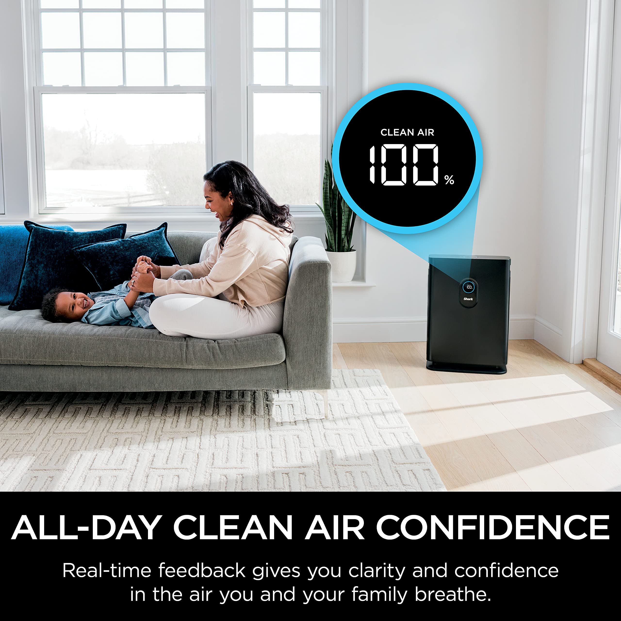 Shark 4 Fan Air Purifier for Home, Office, and Bedroom with HEPA Filter, Covers Up To 1000 Sq Ft,Removes Odors, Dust, Allergens, and Pollutants, HE402