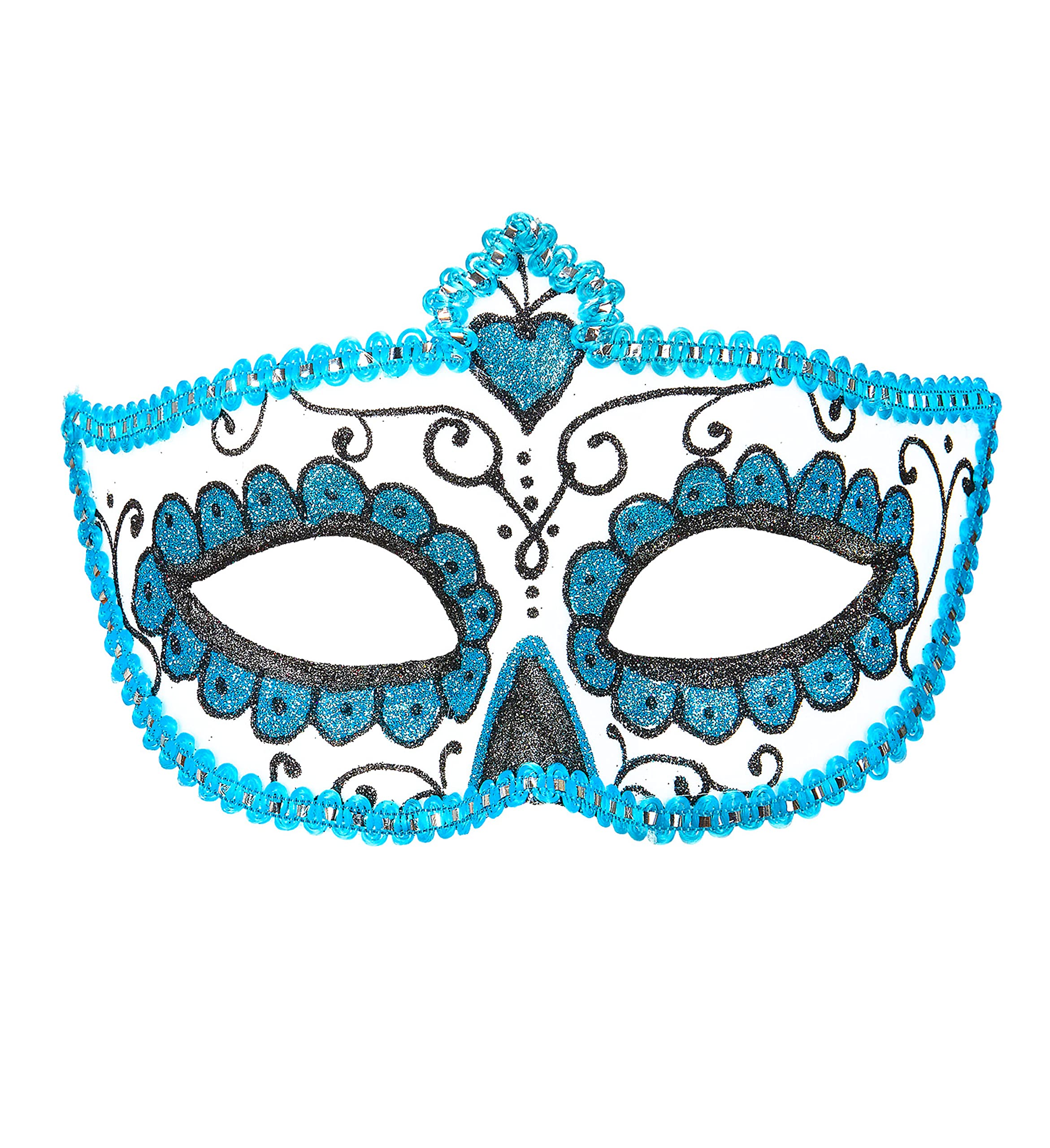 Widmann 03851 - Dia De Los Muertos Mask for Adults, Women, Decorated with Glitter, Halloween, Carnival, Theme Parties, One Size, Red Color