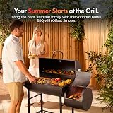 VonHaus Charcoal BBQ Portable Barrel Barbecue with Offset Smoker view 2