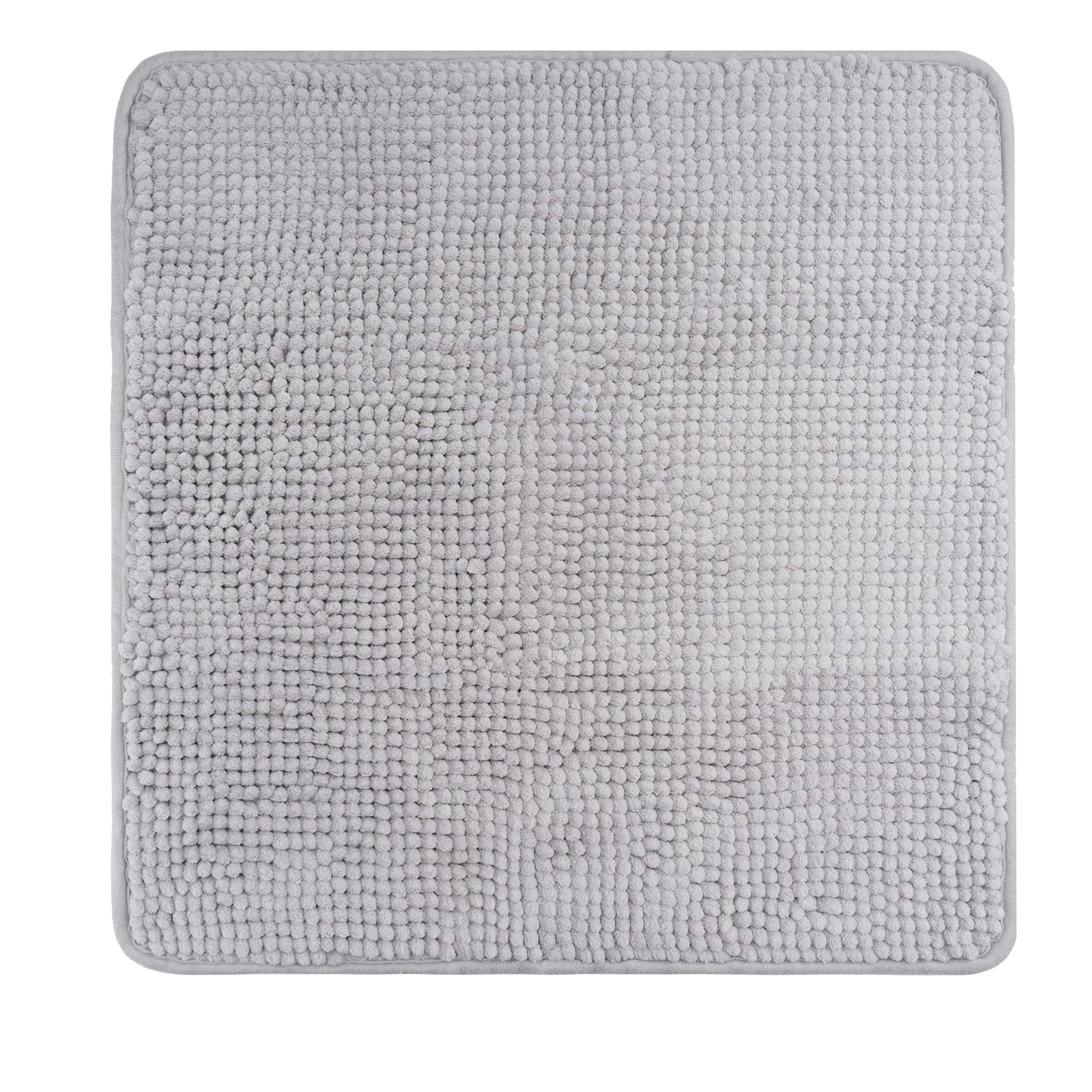 fluffy® Bath Mat made of Chenille with Non-Slip Bottom (50 x 50 cm, Grey) — image 1