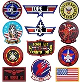 【Iron On/Hook &amp; Loop】 12 PCS Top Patches Pilot Morale Patch Military Patches Airsoft Patch Flight Patch for Jackets Tactical Patches for Backpacks - Iron On