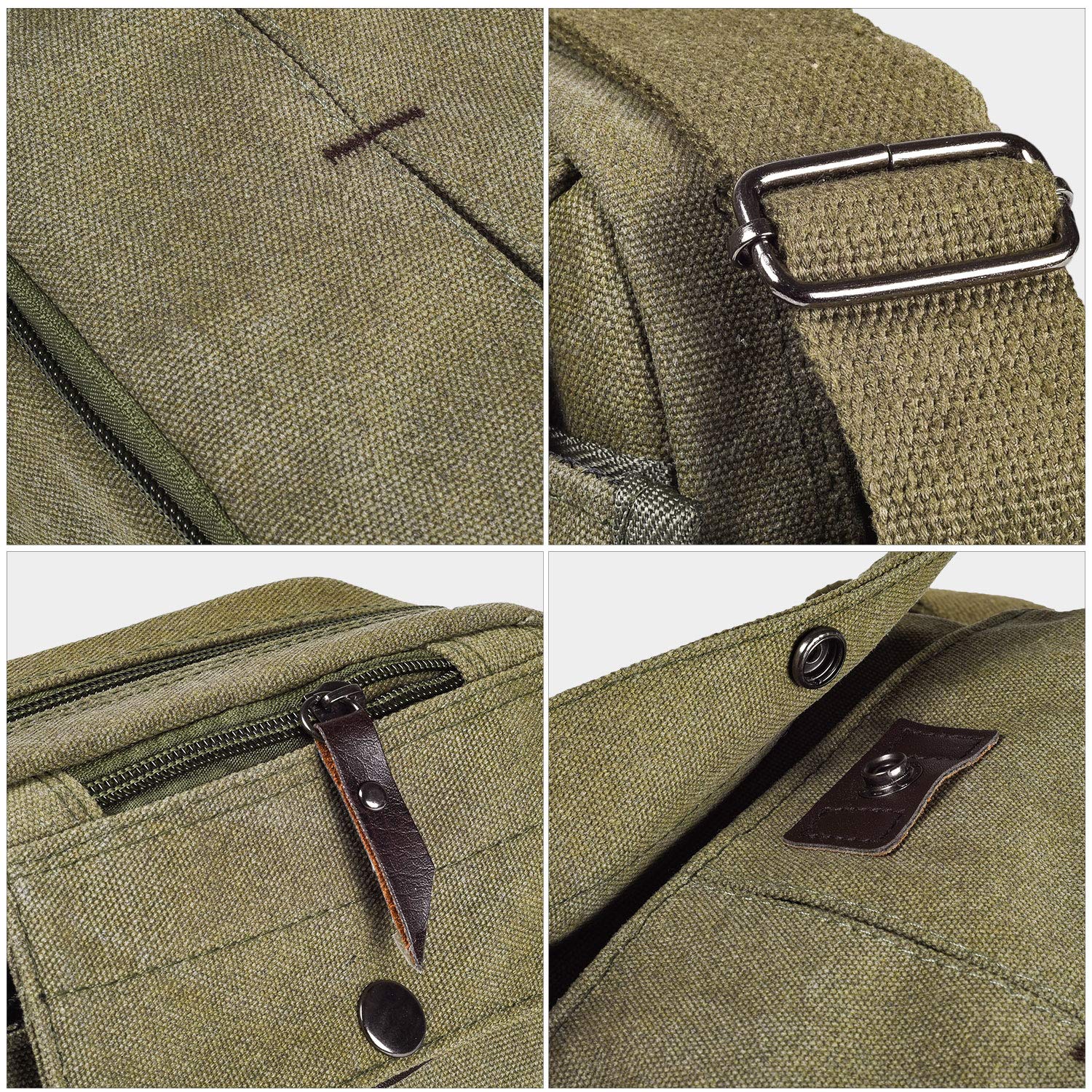 dealcase Canvas Small Messenger Bag for Men Women, Casual Shoulder Bag Chest Bag Travel Carry Bag Multi-pocket Purse