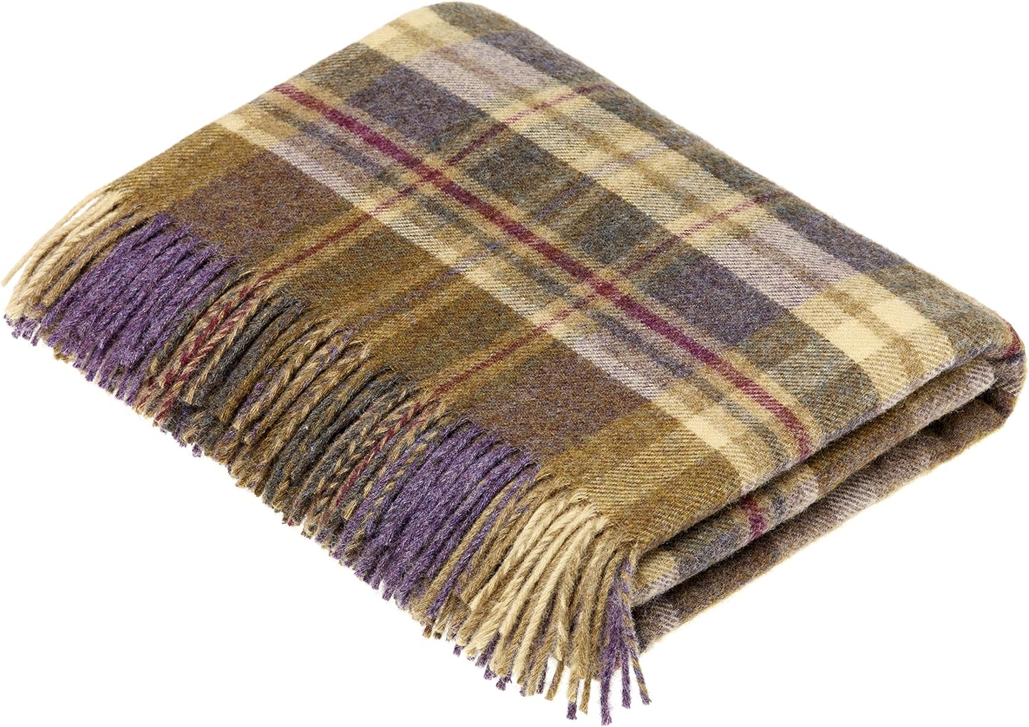Amazon Com Moon Wool Plaid Throw Blanket Pure New Wool Tartan Glen Coe Heather Made In Uk Kitchen Dining