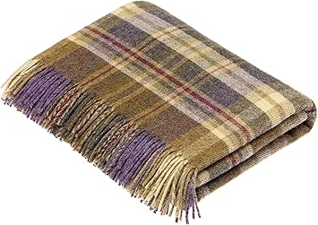 Moon Wool Plaid Throw Blanket Pure New Wool Tartan Glen Coe Heather Made In Uk Moon Wool Plaid Throw Blanket Pure New Wool Tartan Glen Coe Heather Made In Uk