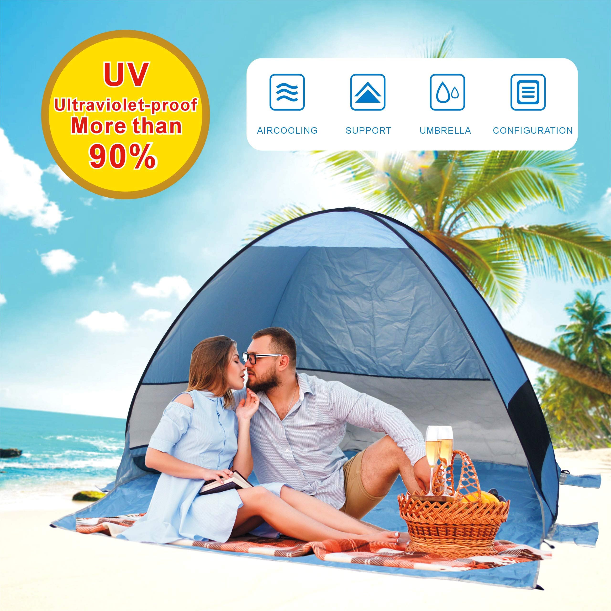 Gupamiga Beach Tent,Tents for Camping, Pop Up Tent Sun Shade Instant Tent Sun Shelter Pop Up with Tent Stakes Waterproof Portable UPF 50+ UV Protection Tent for Outdoor Family Camping Hiking Fishing