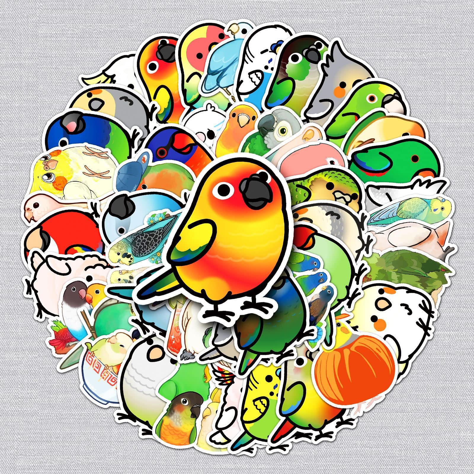 50 Pcs Parrot Stickers for Kids Teens Adults Boys Girls Gift,Stickers Pack for Laptop,Skateboard,Luggage,Car,Bike, Cup,Computer,Water Bottle Decor,Bird Vinyl Waterproof Sticker Decals