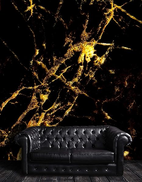 Amazon Com Black And Gold Abstract Marble Stone Peel And Stick Wallpaper Removable Wall Mural 6239 9ft H X 4ft W Arts Crafts Sewing