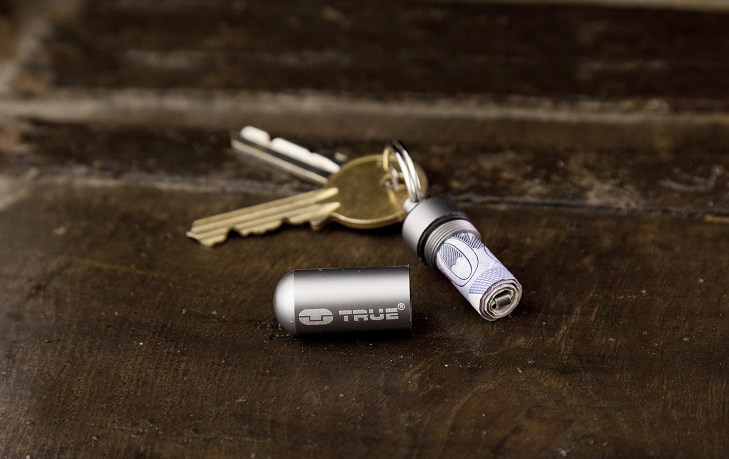 True Utility CashStash Waterproof Emergency Cash Capsule for Key Ring, Grey: Sports & Outdoors
