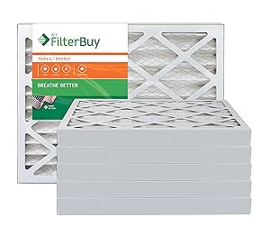 AFB Bronze MERV 6 20x25x2 Pleated AC Furnace Air Filter. Pack of 6 Filters. 100% produced in the USA.