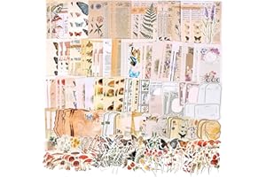 Vintage Scrapbooking Supplies, 200 Sheets of Scrapbook Paper Junk Journal Supplies Craft Kits for Bullet Journals Supplies Jo