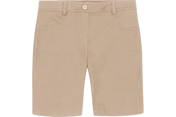 Nautica Girls School Uniform Bermuda Shorts, Pull-on Fit, Stretchy Material, Functional Pockets