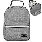opux Lunch Box for Girls Boys Kids, Insulated Leakproof Lunch Bag, Reusable Teen Lunch Boxes for School, Medium Large lunchbox for Women Men Adult for Work with Front Back Pocket (Gray)