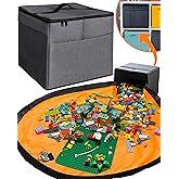 XL Toy Storage Organizer with Play Mat - Storage Bag/Box for Kids, Boys, Girls, Nursery, Playroom - Basket for Building Brick