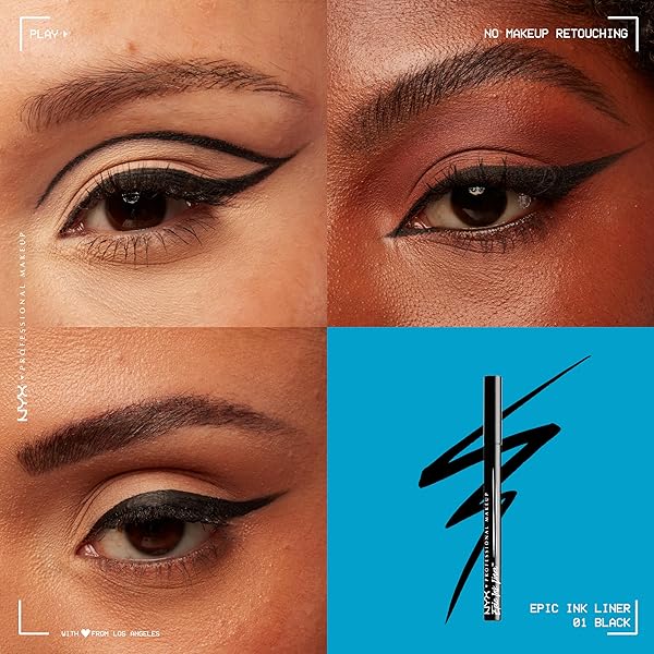 NYX PROFESSIONAL MAKEUP EPIC INK LINER, WATERPROOF LIQUID EYELINER – BLACK, VEGAN FORMULA