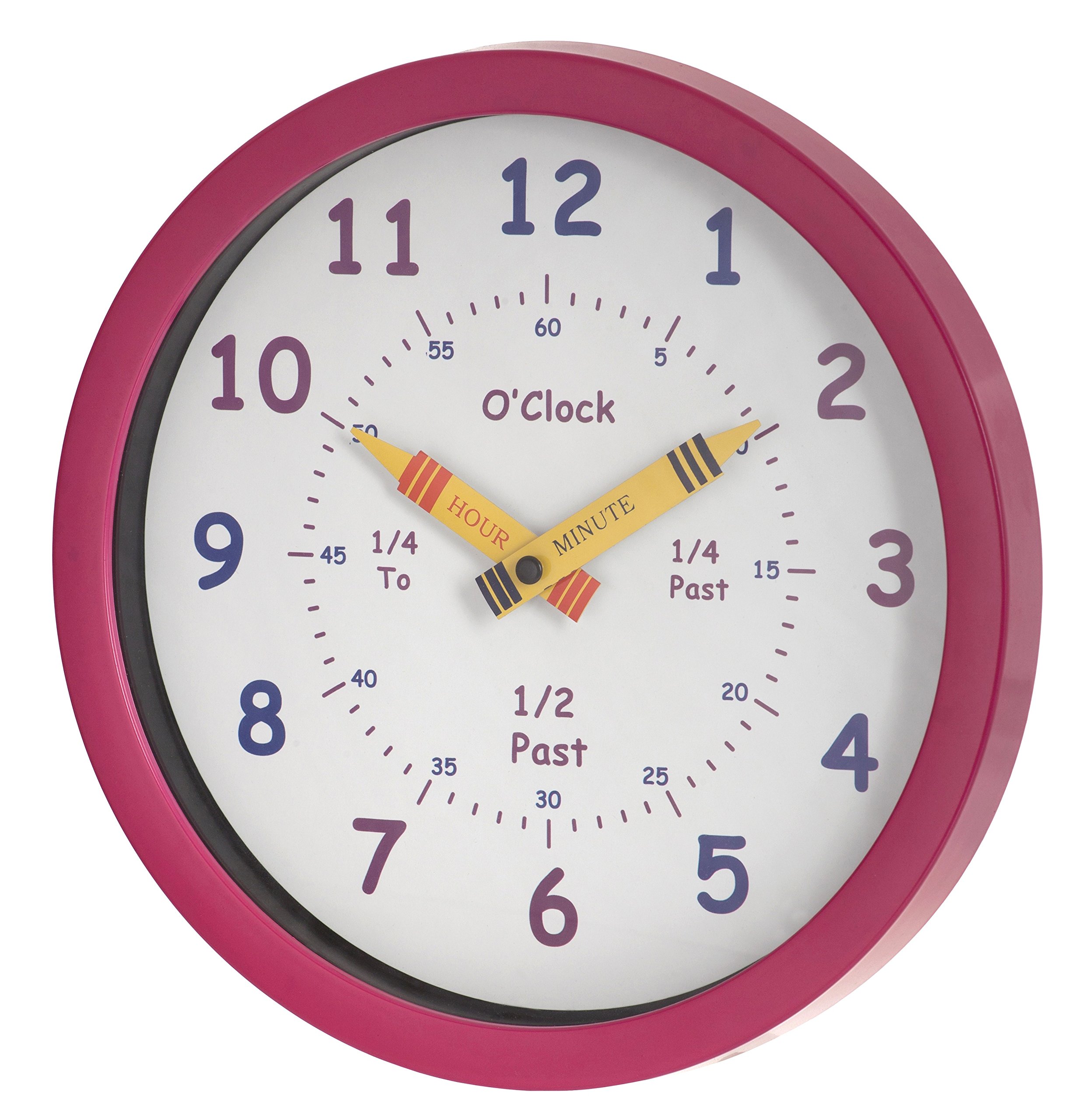 Unity 25 cm Henley Children's Learn The Time Wall Clock, Pink, 25cm