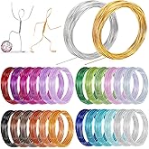 Foraineam 25 Colors 1230 Feet Colored Aluminum Craft Wire 20 Gauge / 0.8 mm Flexible Metal Artistic Floral Jewelry Beading Wire for DIY Jewelry Craft Making Art Supplies