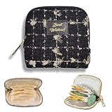 Small Travel Jewelry Case, Soft Velvet Organizer Pouch for Bangles, Bracelets, large Earrings, Beaded necklaces, Anti-Scratch & Portable Jewelry Bag Holder for Daily Use & Gift (Black Sparkle)