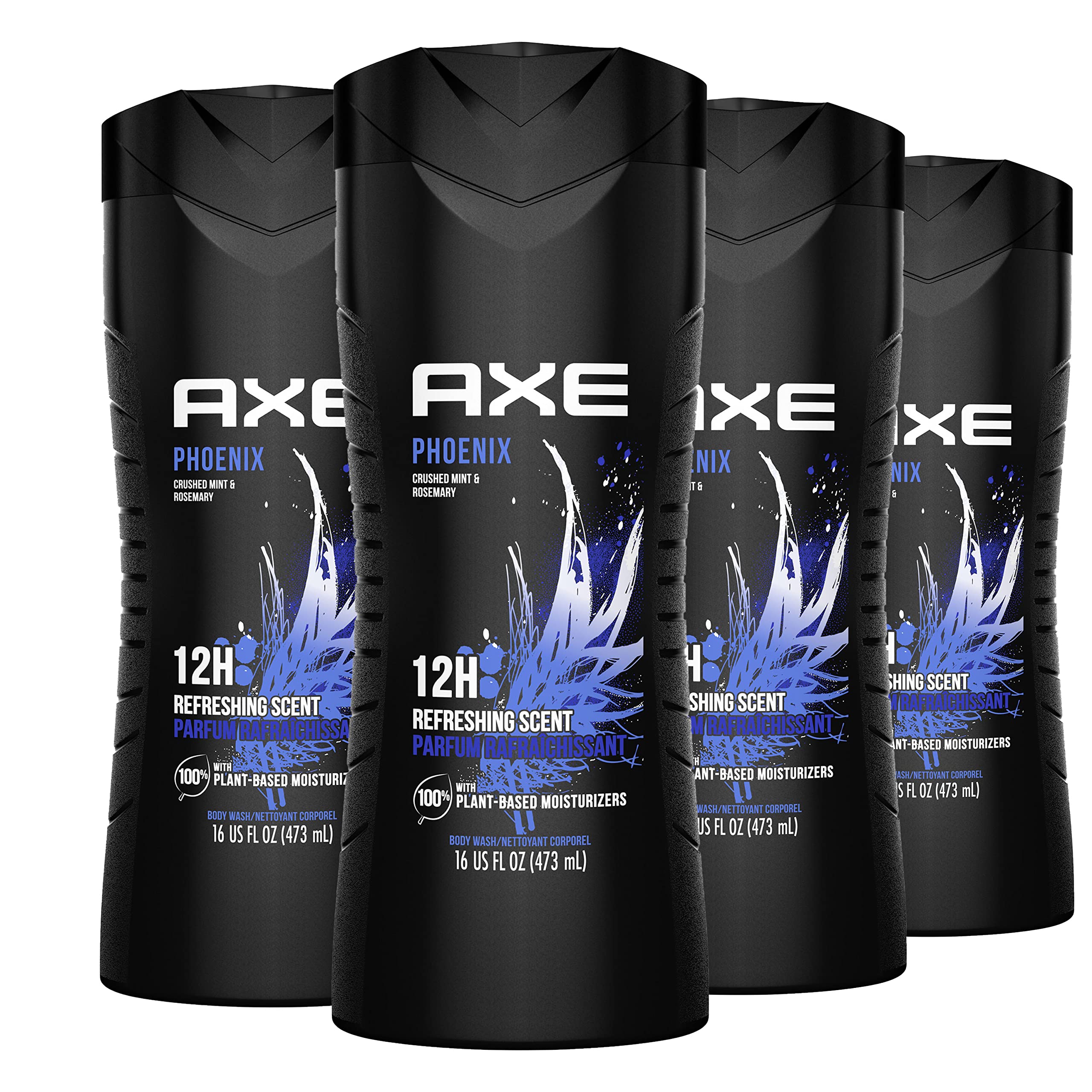 Photo 1 of AXE Body Wash Phoenix 4 Count 12h Refreshing Scent Crushed Mint & Rosemary Men's Body Wash with 100% Plant-Based Moisturizers 16 oz