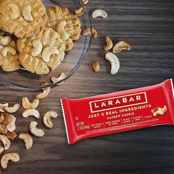 LARABAR CASHEW COOKIE, GLUTEN FREE VEGAN FRUIT & NUT BAR, 1.7 OZ BARS 16 CT