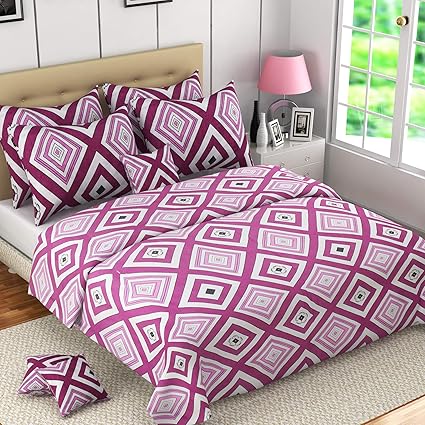 COZIER ENTERPRISES Superfine by MAFATLAL Soft Cotton Fade Resistant, 144 TC King Size Luxurious Double Bed Bedsheet with 2 Pillow Covers Set Combo (Pink)