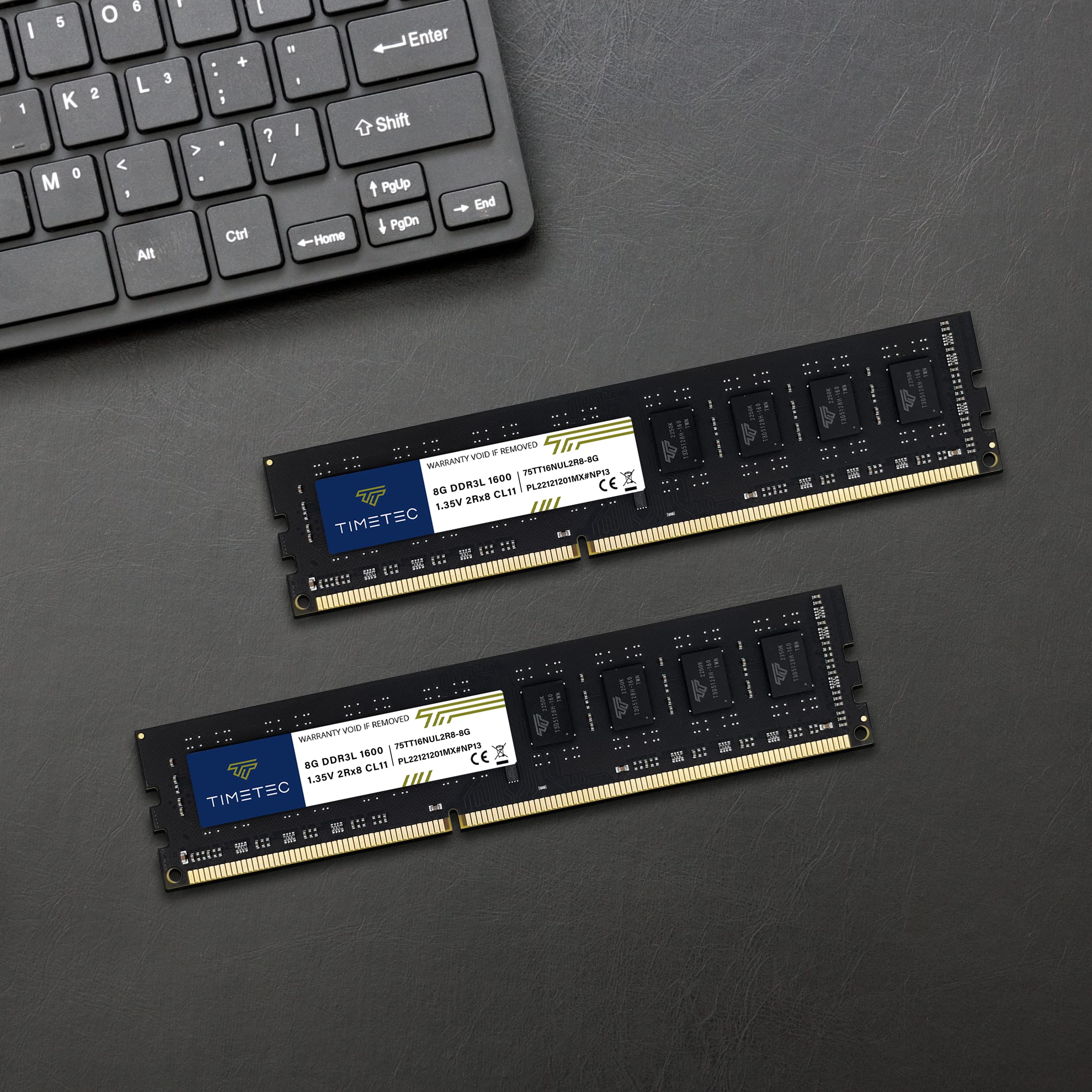 Timetec 16GB KIT(2x8GB) DDR3L / DDR3 1600MHz (DDR3L-1600) PC3L-12800 / PC3-12800 Non-ECC Unbuffered 1.35V/1.5V CL11 2Rx8 Dual Rank 240 Pin UDIMM Desktop PC Computer Memory RAM(SDRAM) Module Upgrade