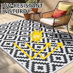 Smiry Waterproof Outdoor Rug 8x10 ft, Reversible