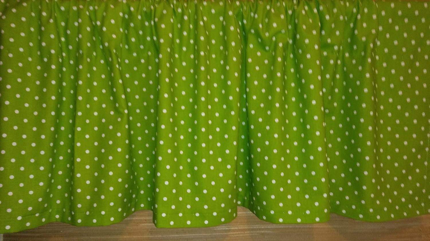 Valance Curtain Lime Green Chartreuse And White Mini Polka Dot