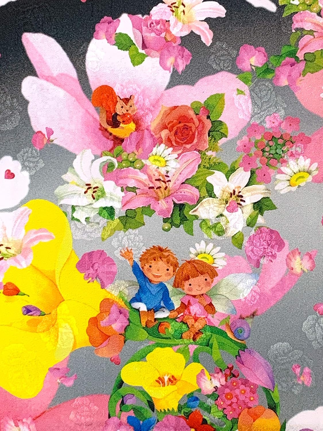 Amazon 七五三 着物 アウトレット品 7歳 女の子 永田萌 Moe 絵羽着物 肩上げ済み 黒地ｘグレー コスモスと妖精 Ptk313 着物 浴衣 通販