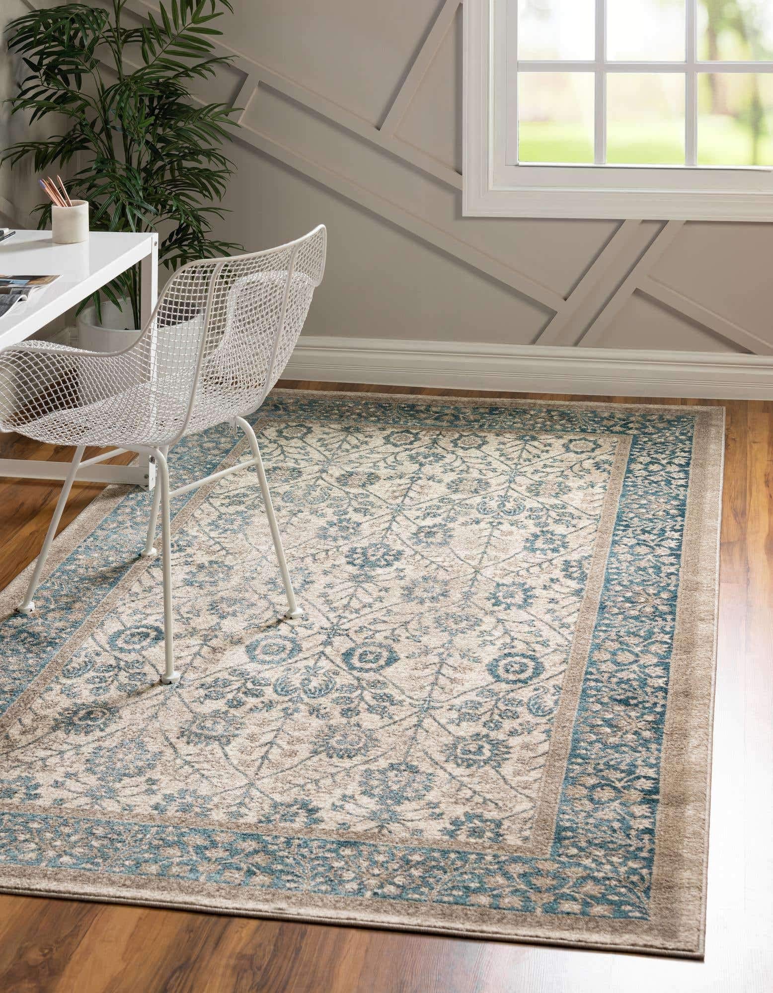 Unique Loom 3124866 Traditional Oriental Area Rug 5' x 8' Beige Blue | amzdealz