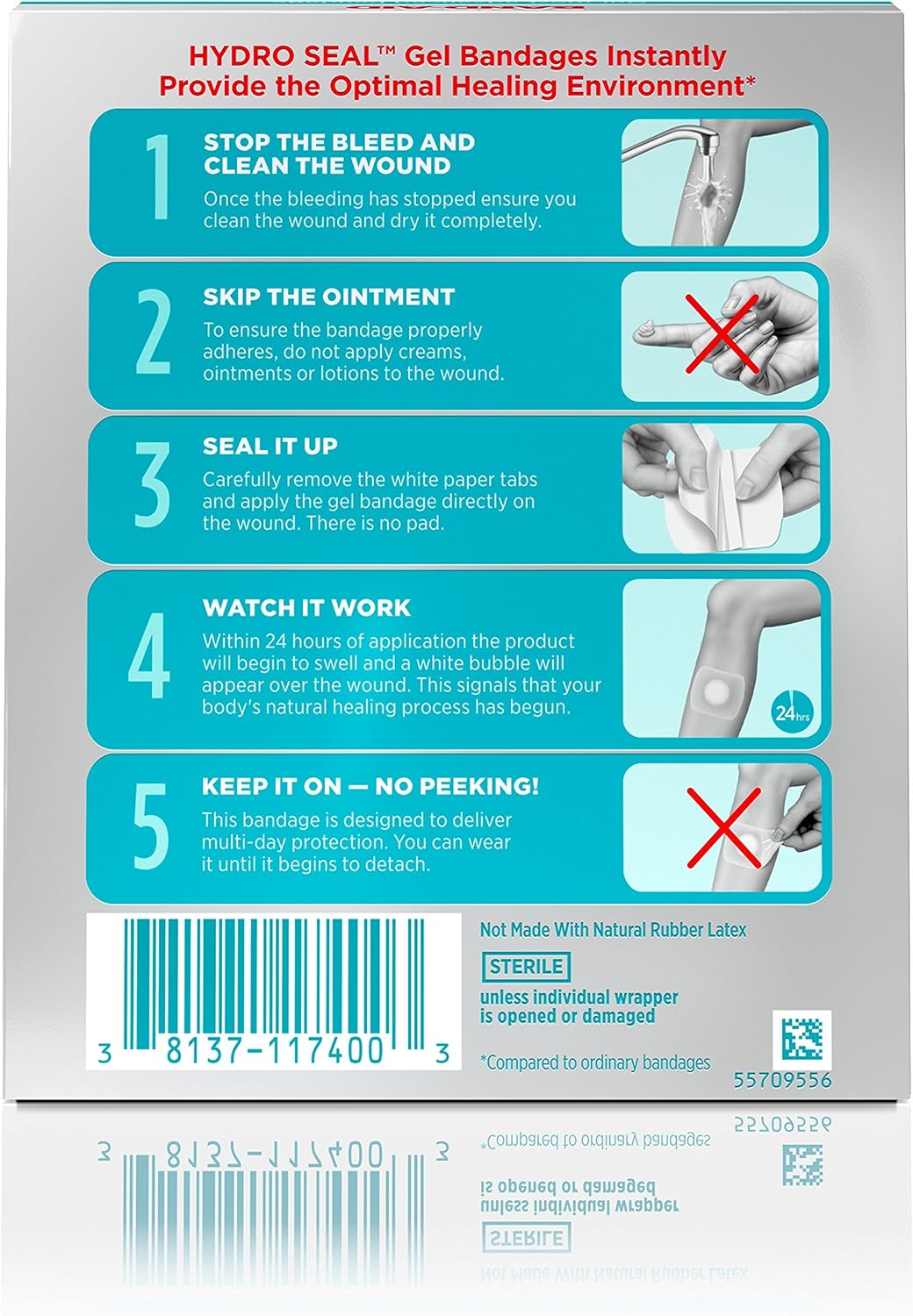 Band-Aid Brand Hydro Seal Extra Large Waterproof Adhesive Bandages for Wound Care and Blisters, 3 ct: Health & Personal Care