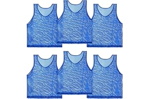 RAINFLOW Blue Pinnies Soccer Pennies - Set of 6 Team Practice Jersey for Child Youth Teen Adult,Pennies for Sports Youth,Nylon Large Mesh Lightweight Scrimmage Vest
