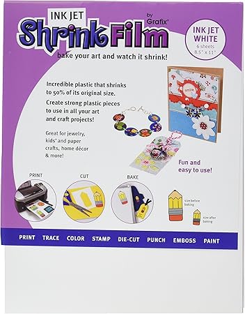 Grafix Ksf50 Wij 8 1 2 Inch By 11 Inch Shrink Film Printable White Inkjet 50 Pack