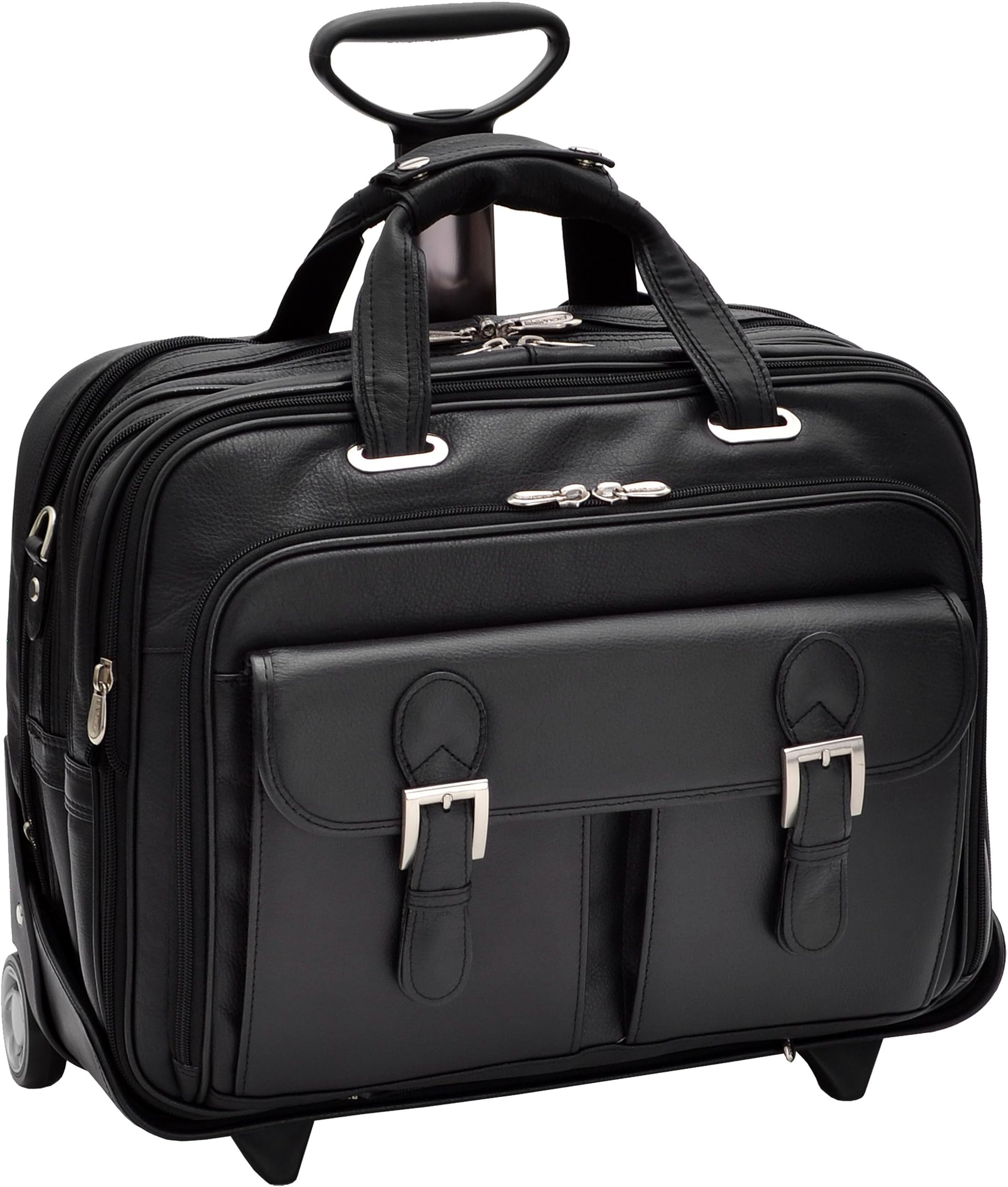 Siamod Ceresola Rolling Leather 17" Laptop Bag - Black