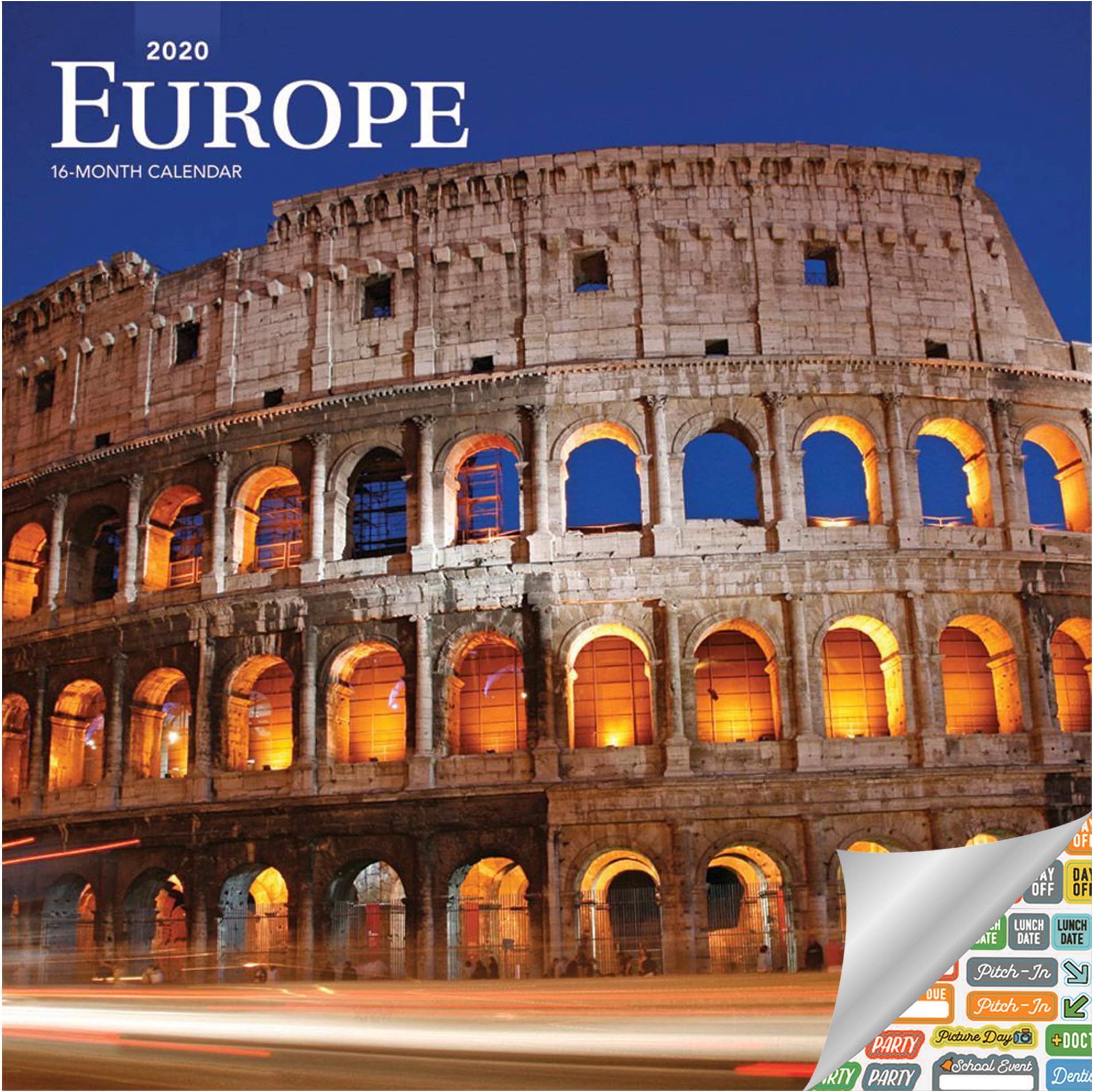 Europe Calendar 2020 Set - Deluxe 2020 European Places Wall Calendar with Over 100 Calendar Stickers (Travel Gifts, Office Supplies)